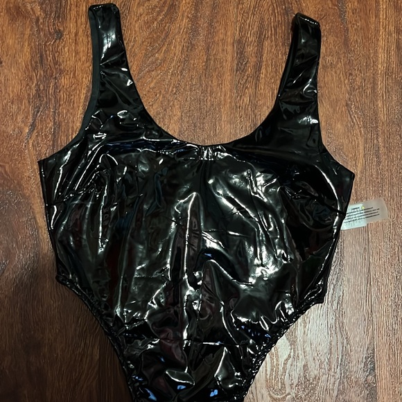 NWT black patent leather body suit - Picture 2 of 3